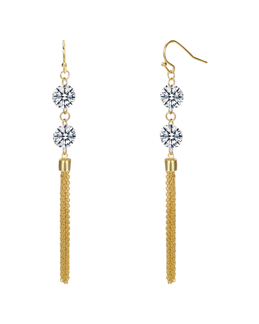 Genevive 14k Over Silver Cz Statement Earrings