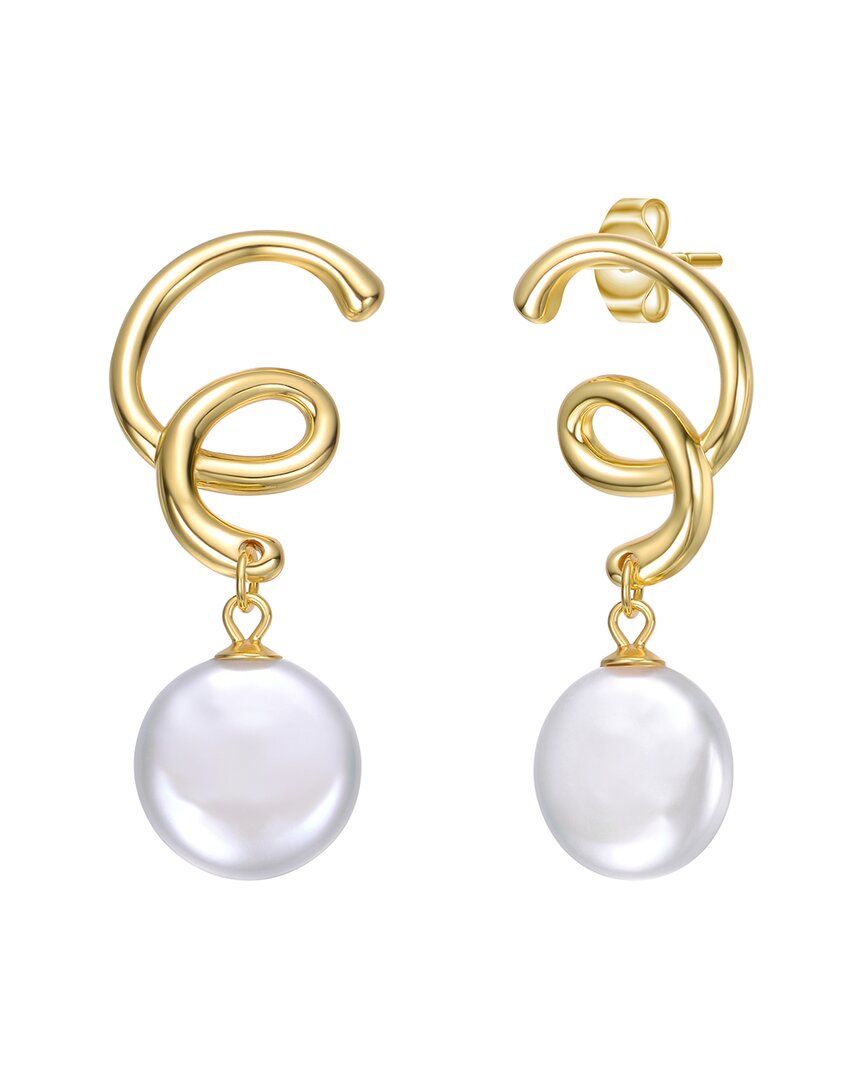 Genevive 14k Over Silver Pearl Drop Earrings