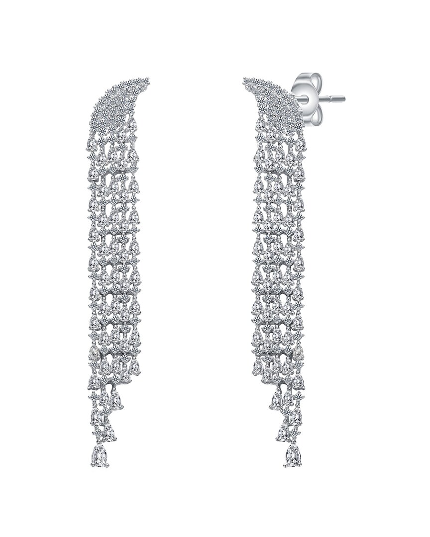 Genevive Silver Cz Statement Earrings