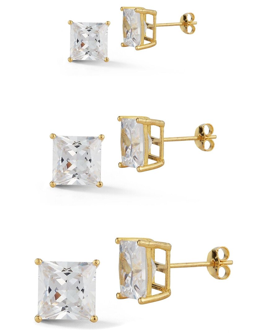 Glaze Jewelry 14k Over Silver Cz Princess Earrings Set