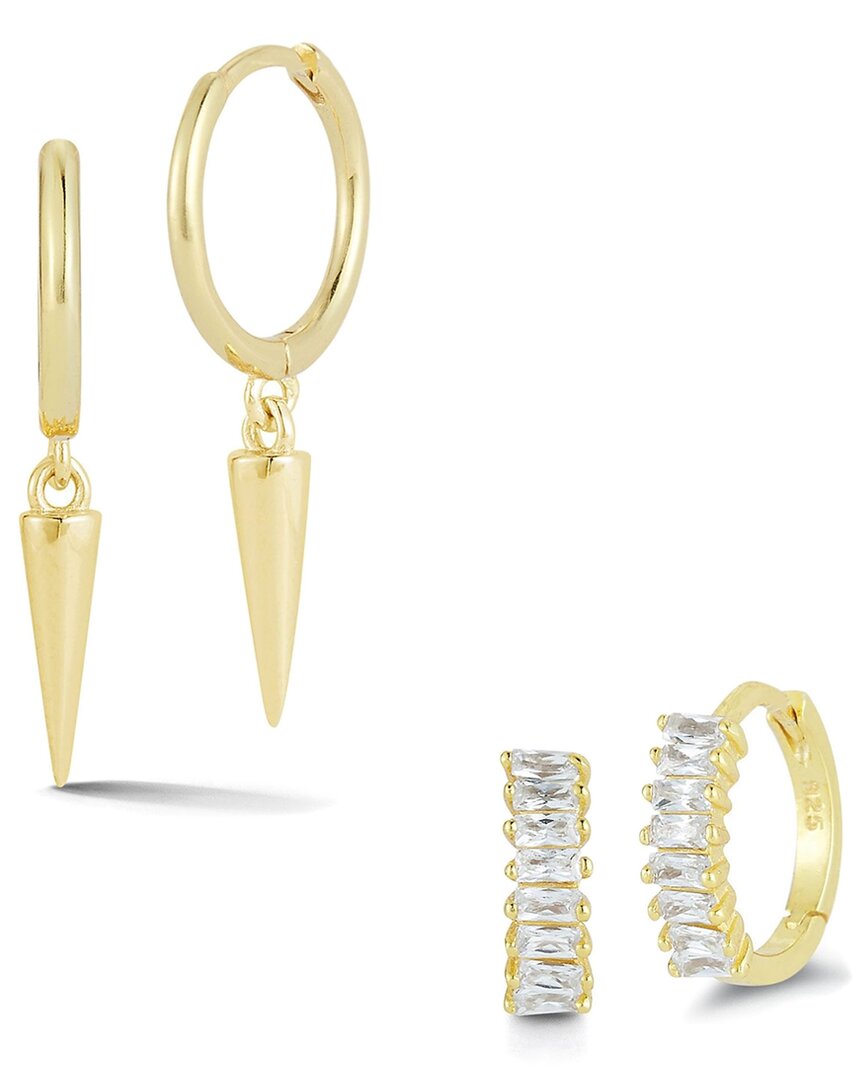 Glaze Jewelry 14k Over Silver Cz Huggie Earrings Set