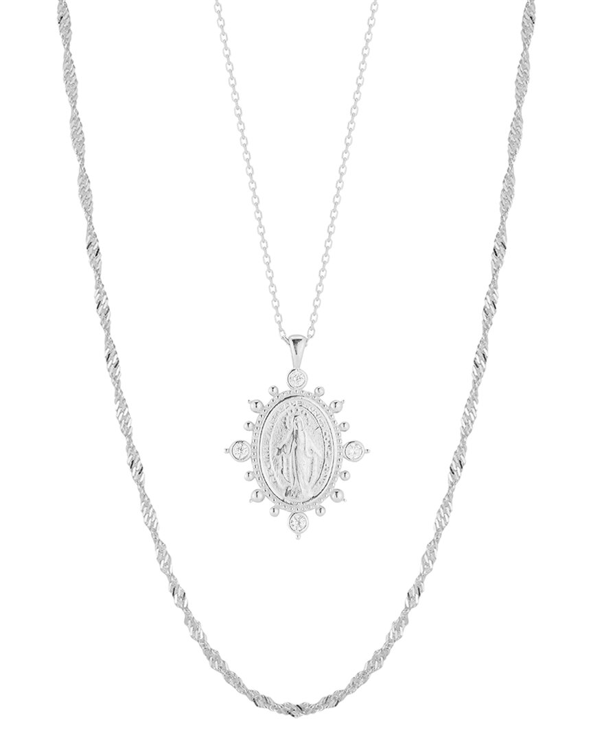 Glaze Jewelry Silver Cz Religious Charm Necklace Set