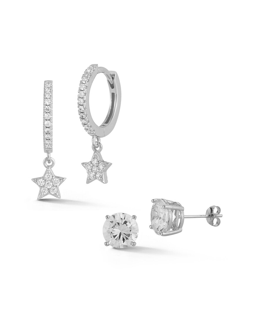 Glaze Jewelry Silver Cz Star Earrings Set