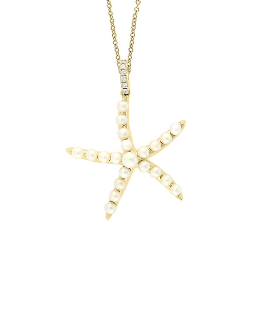 Effy Fine Jewelry 14k Diamond 2-3mm Freshwater Pearl Pendant Necklace