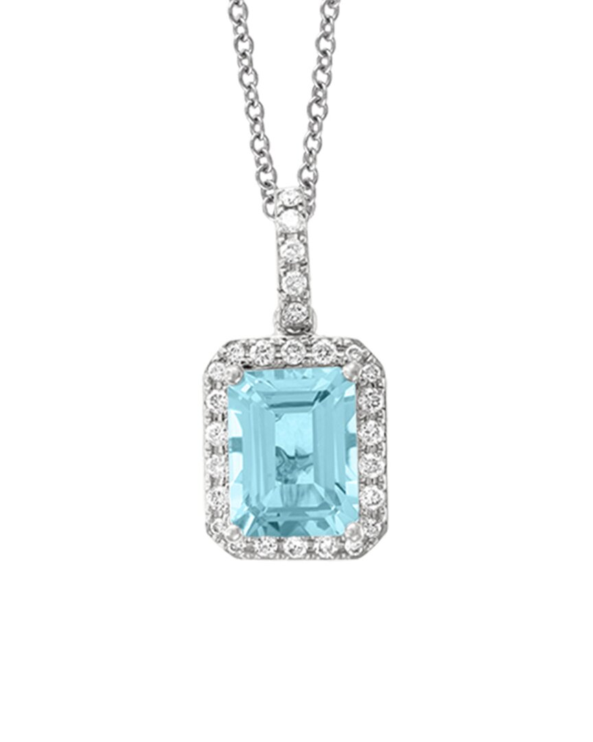 Effy Fine Jewelry 14k 1.52 Ct. Tw. Diamond & Aquamarine Pendant Necklace