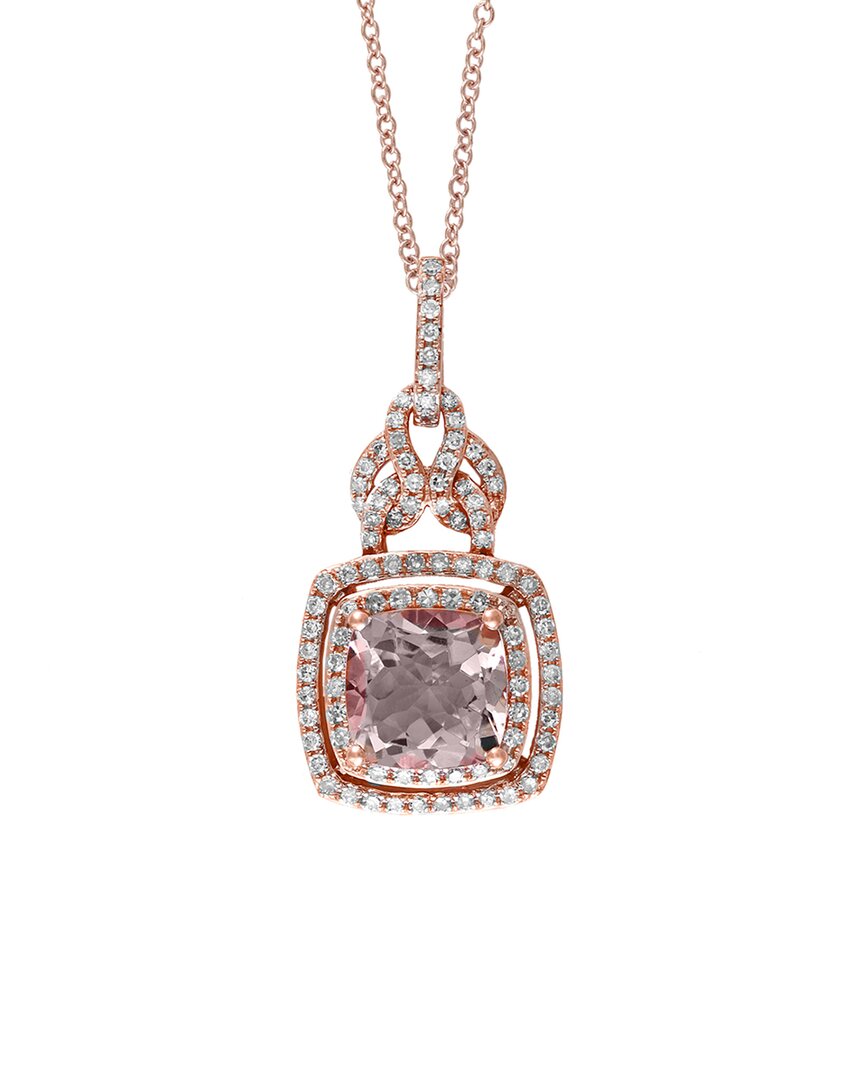 Effy Fine Jewelry 14k Rose Gold 2.08 Ct. Tw. Diamond & Morganite Pendant Necklace