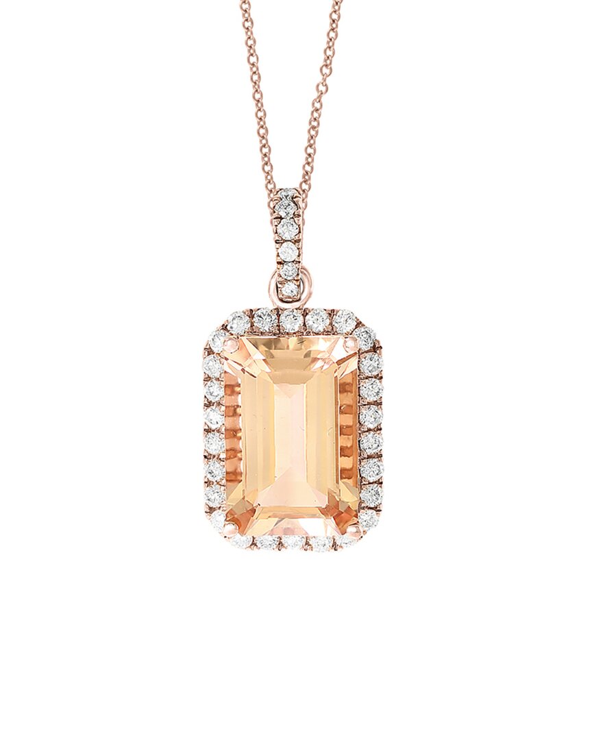 Effy Fine Jewelry 14k Rose Gold 4.19 Ct. Tw. Diamond & Morganite Pendant Necklace