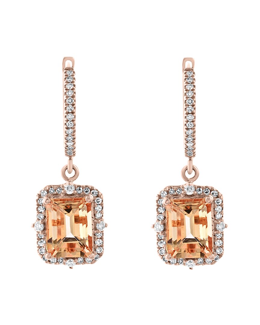 Effy Fine Jewelry 14k Rose Gold 3.77 Ct. Tw. Diamond & Morganite Earrings