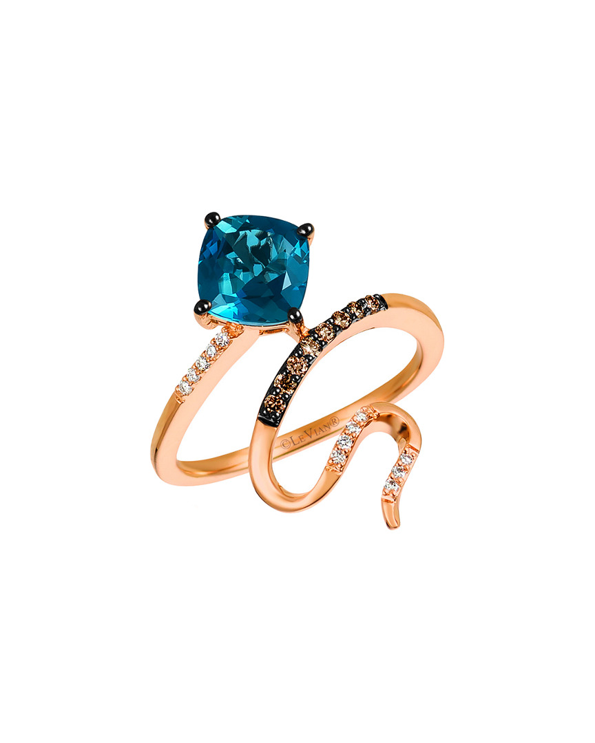 Image of Le Vian K Rose Gold . ct. tw. Diamond & Blue Topaz Ring