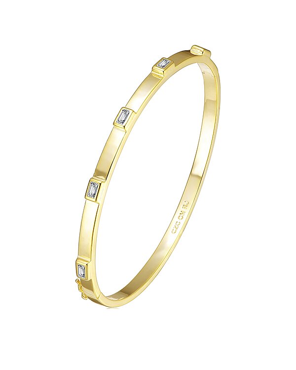 Rachel Glauber 14K Plated CZ Bangle Bracelet