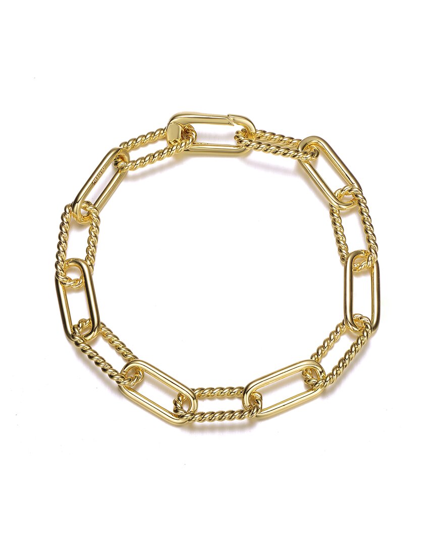 Rachel Glauber 14k Plated Cz Link Bracelet In Gold-tone