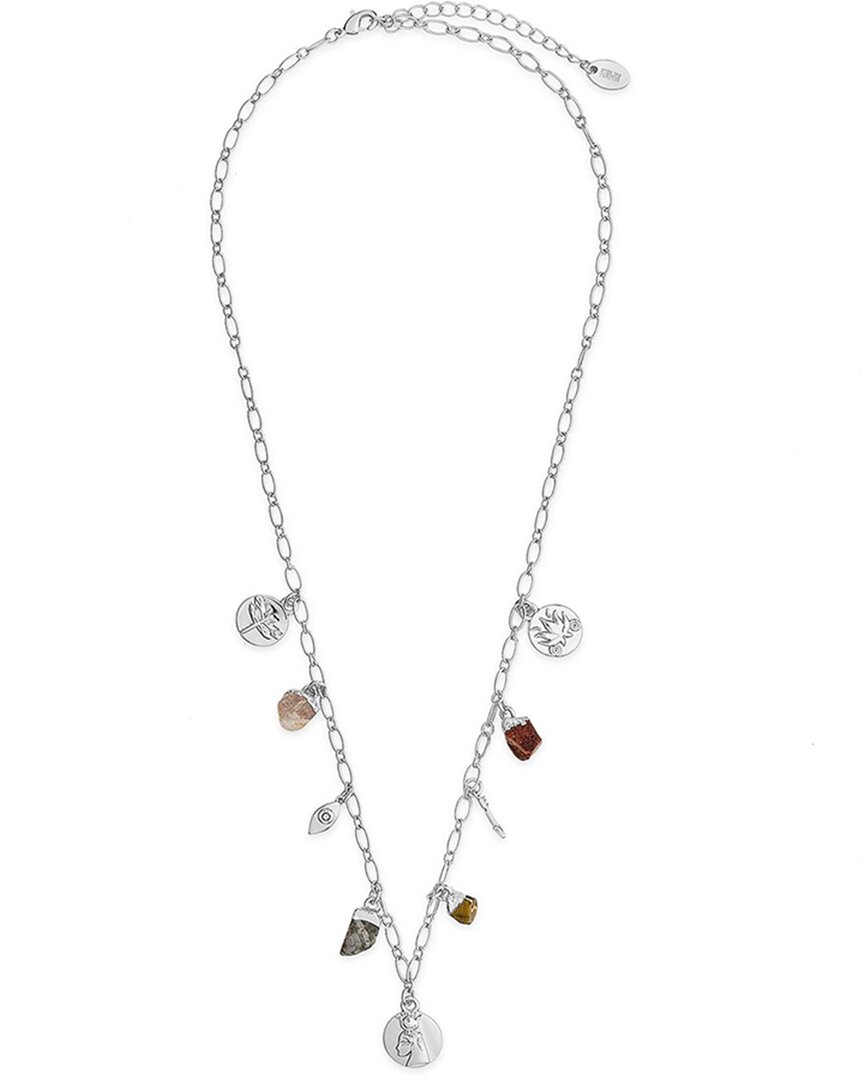 Sterling Forever Rhodium Plated Quartz Charm Necklace