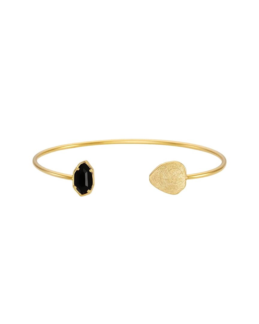 Liv Oliver 18k Plated 8.75 Ct. Tw. Onyx Geometric Bangle Bracelet In Gold