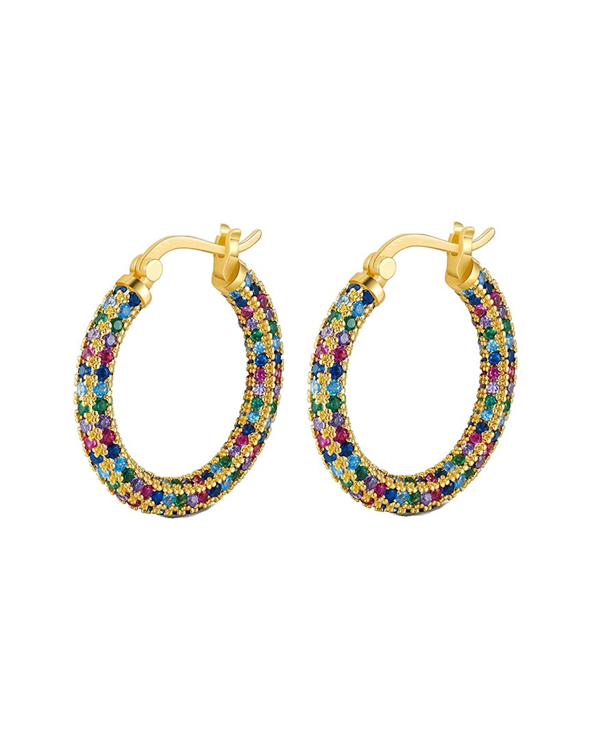 Liv Oliver 18k Plated 9.75 Ct. Tw.multicolor Quartz Cz Hoops In Gold