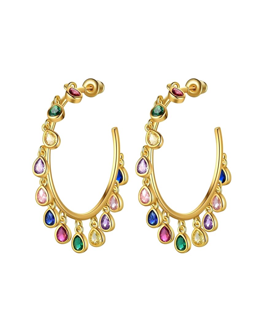 Liv Oliver 18k Platedmulticolor Quartz Cz Large Hoops In Gold