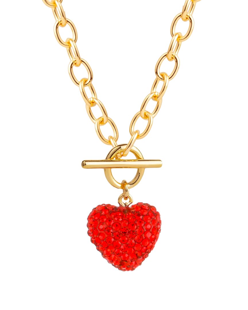 Liv Oliver 18k Plated Cz Puffed Heart Necklace In Gold