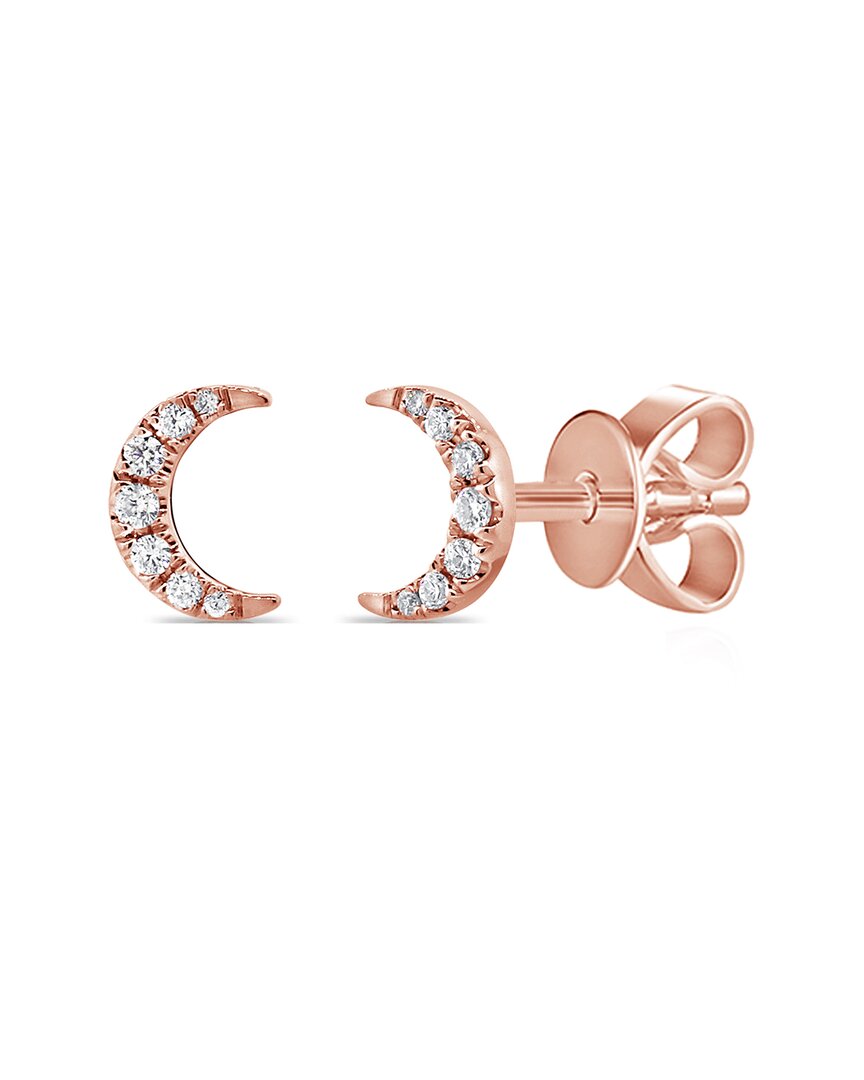 Sabrina Designs 14k Rose Gold Diamond Moon Studs