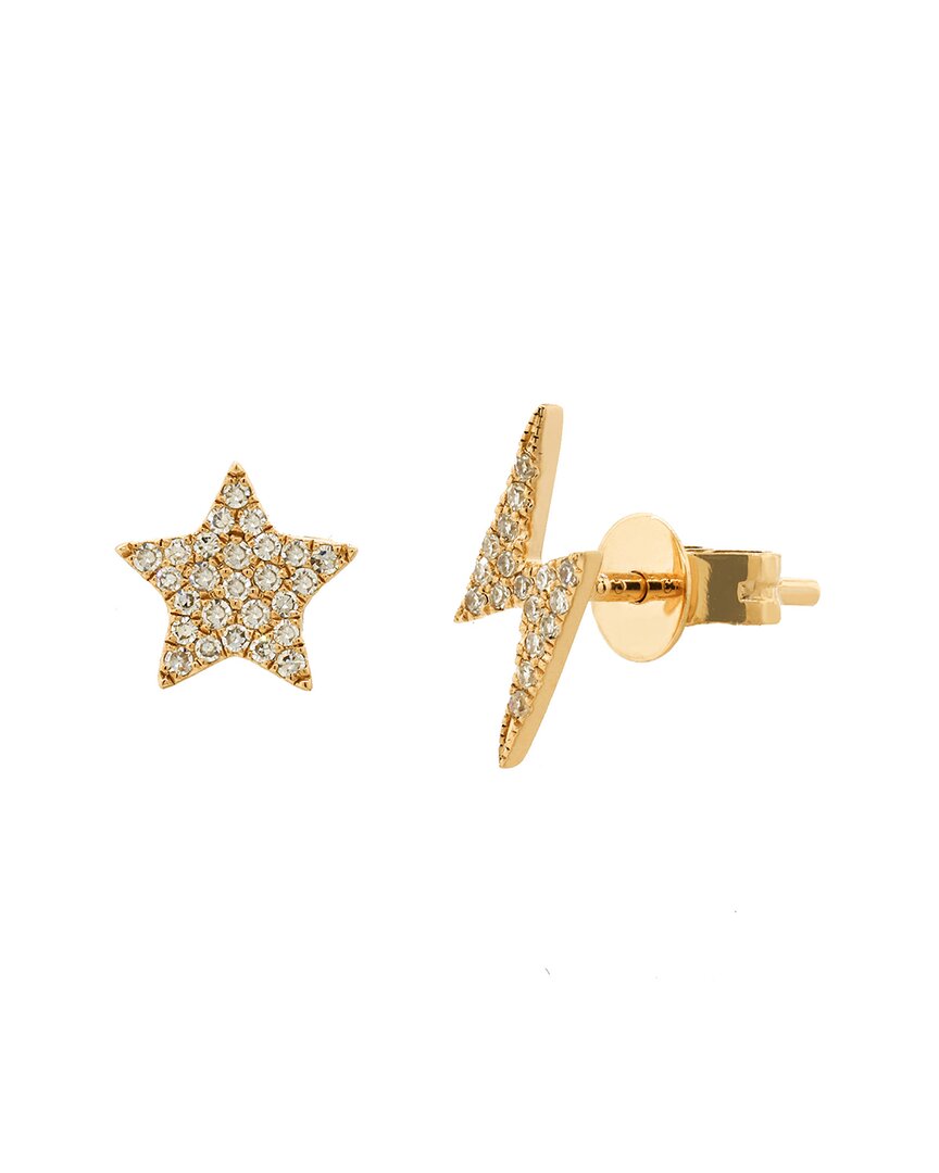 Sabrina Designs Dnu 0 Units Sold  14k 0.11 Ct. Tw. Diamond Lightning Bolt & Star Earrings