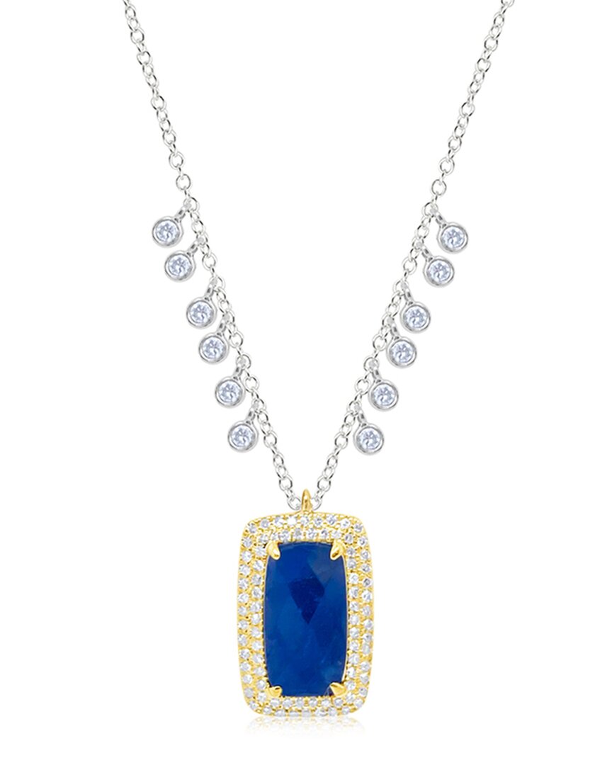 Meira T 14k Two-tone 0.24 Ct. Tw. Diamond & Tanzanite Charm Necklace