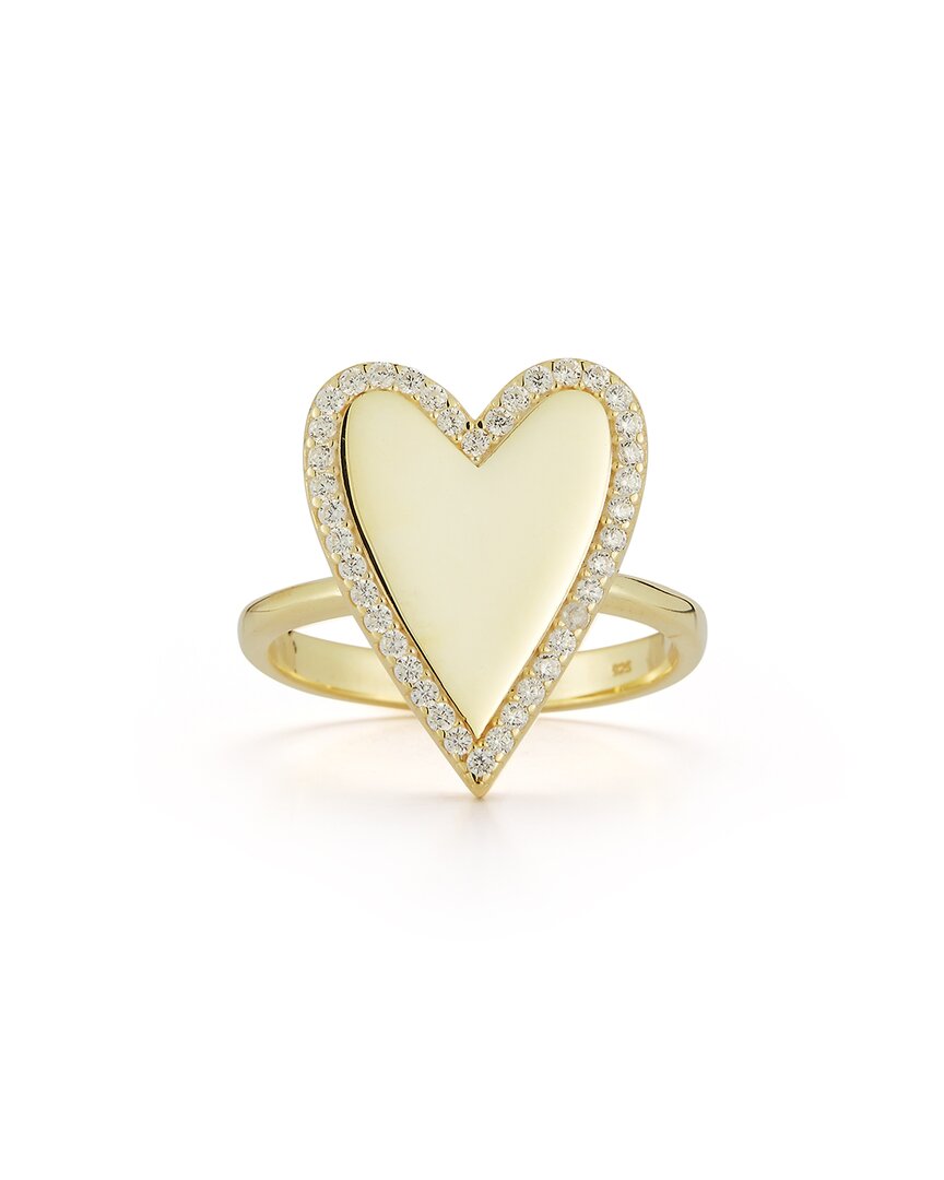 Glaze Jewelry 14k Yellow Gold Plated Sterling Silver Pavé Cz Heart Ring