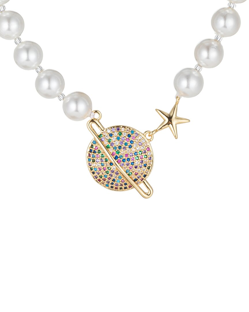 Eye Candy La The Luxe Collection 6mm Pearl Cz Mars Necklace