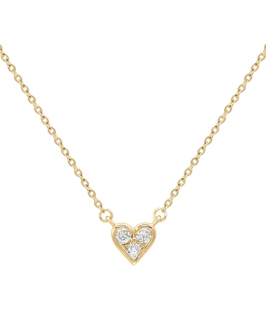 Shop Suzy Levian 14k 0.18 Ct. Tw. Diamond Small Heart Pendant Necklace