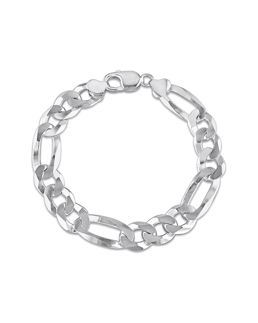 Italian Silver Flat Figaro Chain Bracelet