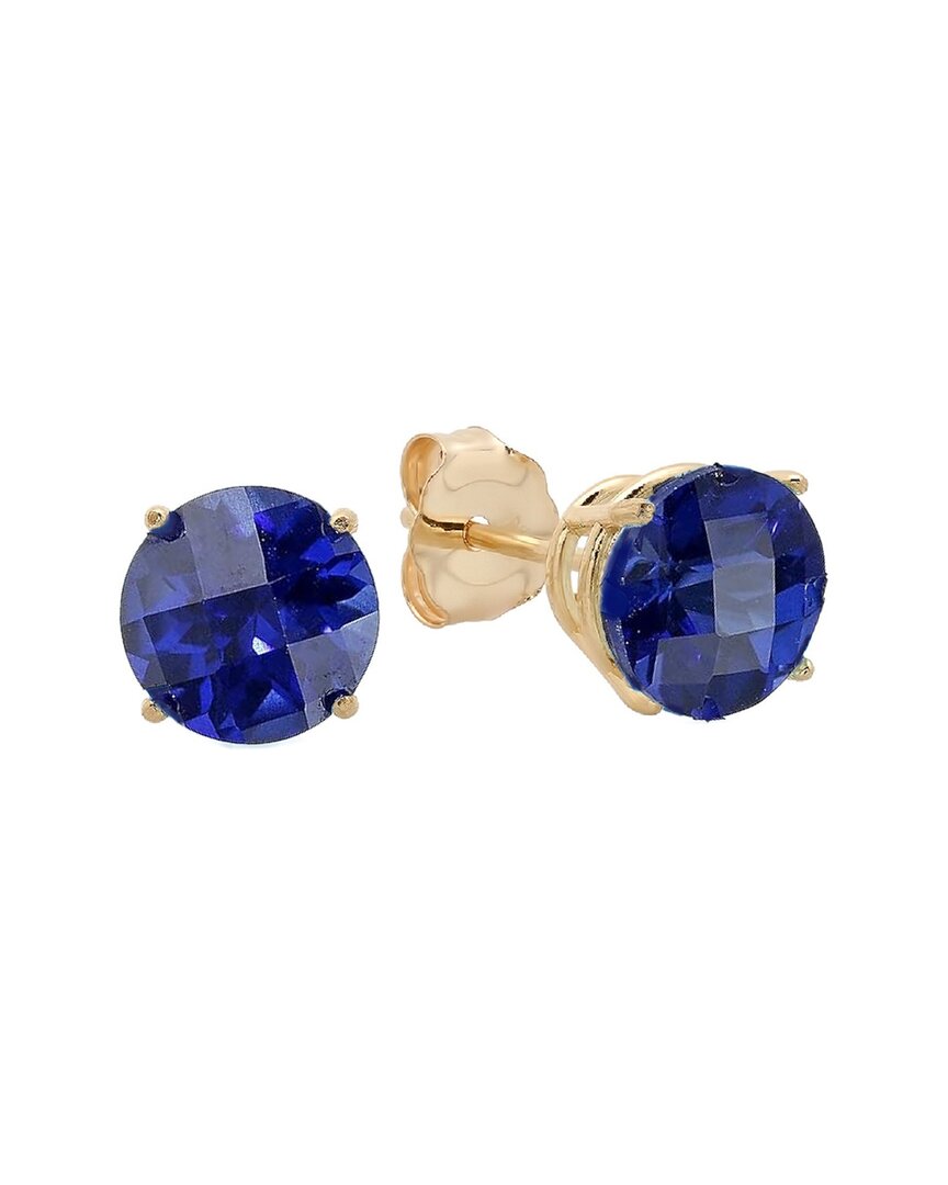 Maxcolor 10k 4.60 Ct. Tw. Lab-grown Blue Sapphire Studs