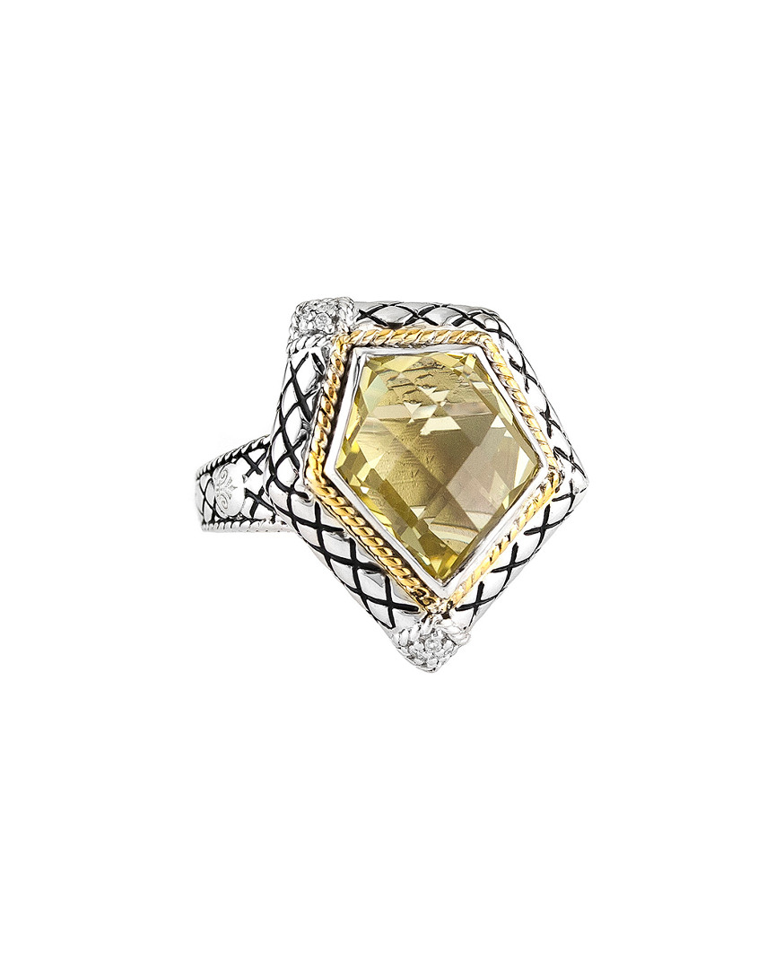 Andrea Candela Rocas 18k & Silver 5.78 Ct. Tw. Diamond & Lemon Quartz Ring