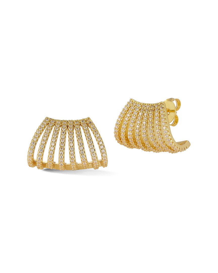 Chloe & Madison Chloe And Madison Jewelry 18k Plated Cz Fancy Cage Earrings In Gold