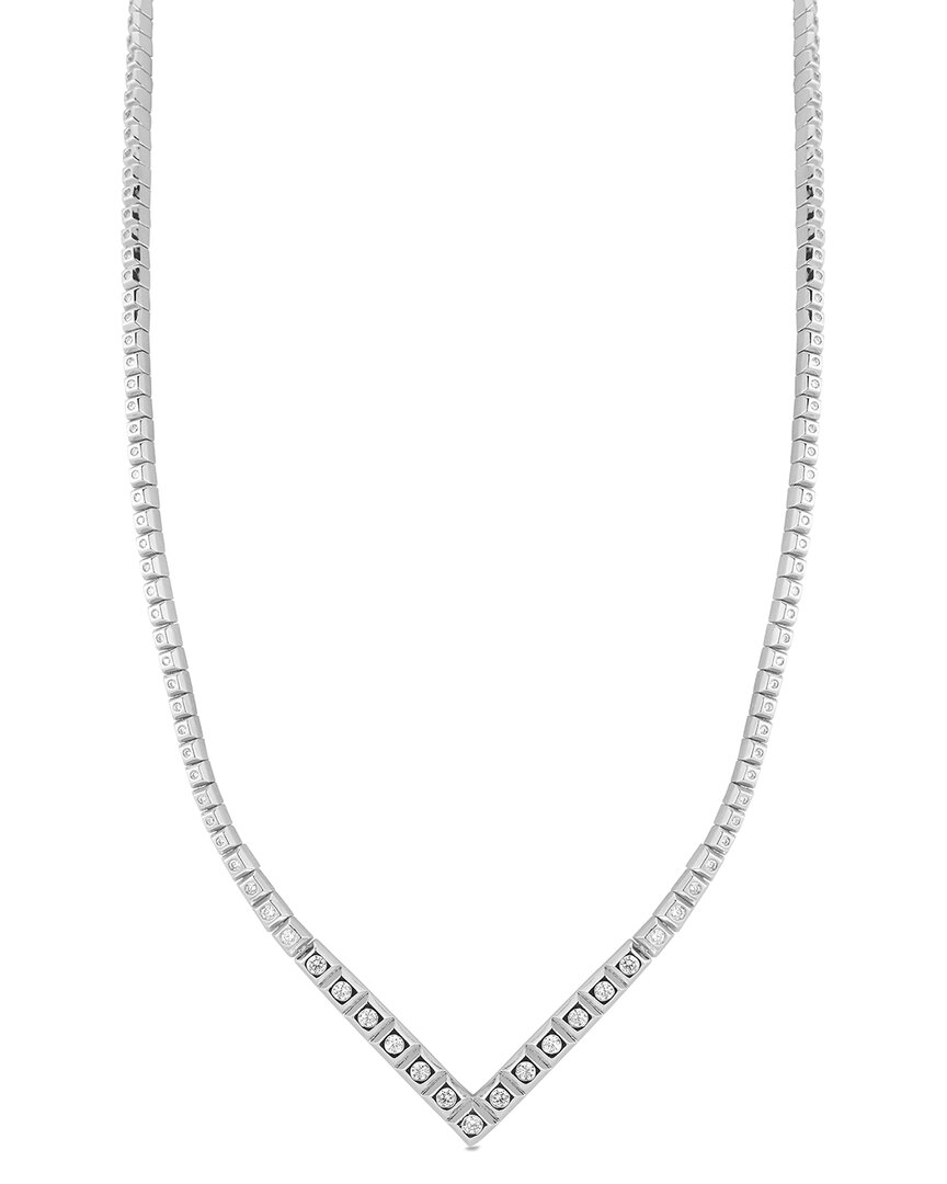 Chloe & Madison Chloe And Madison Jewelry Cz Statement V Tennis Necklace