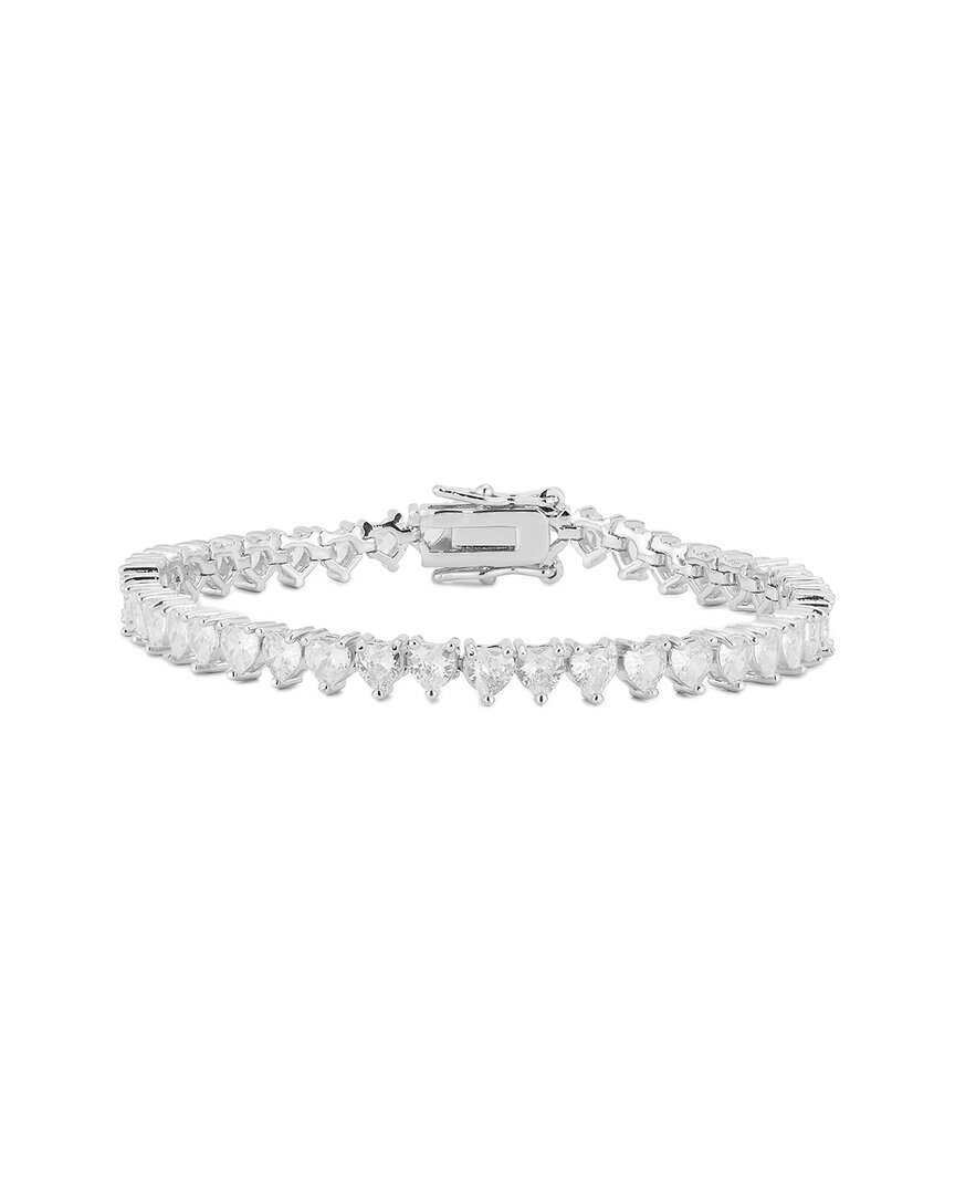 Glaze Jewelry Cz Heart Tennis Bracelet In Metallic