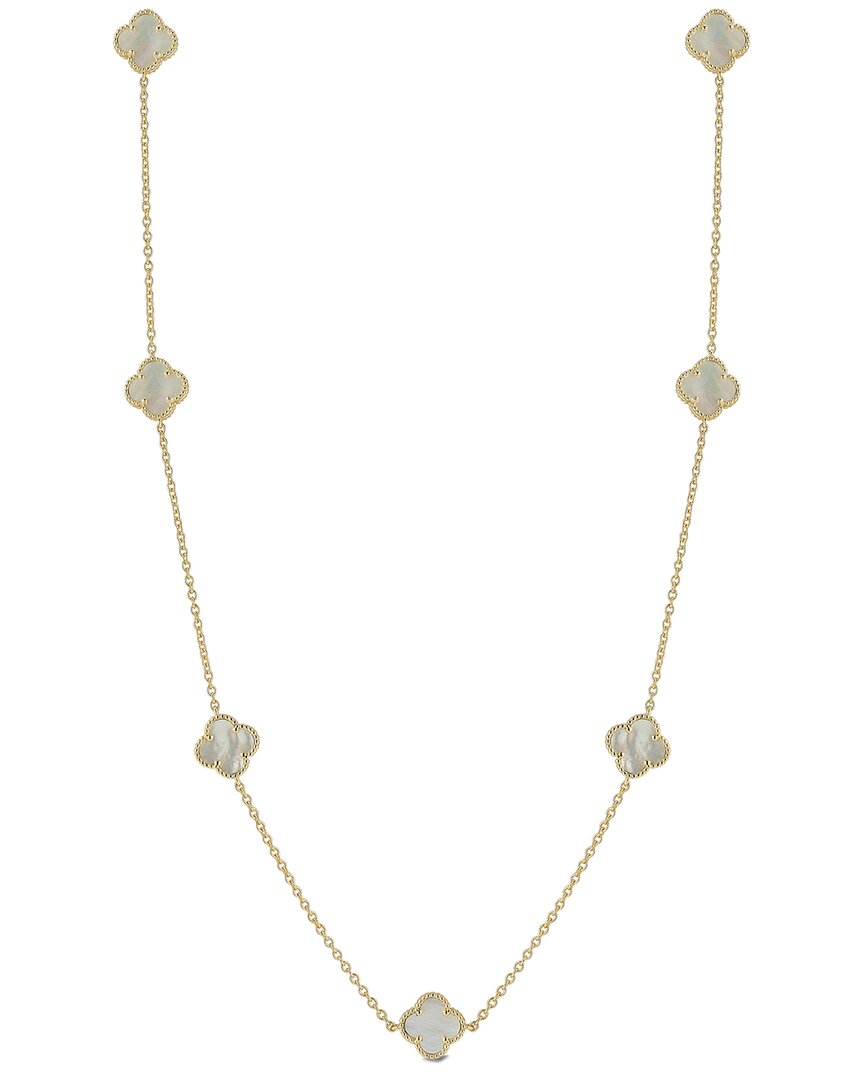 Sphera Milano 14k Over Silver Pearl Clover Necklace