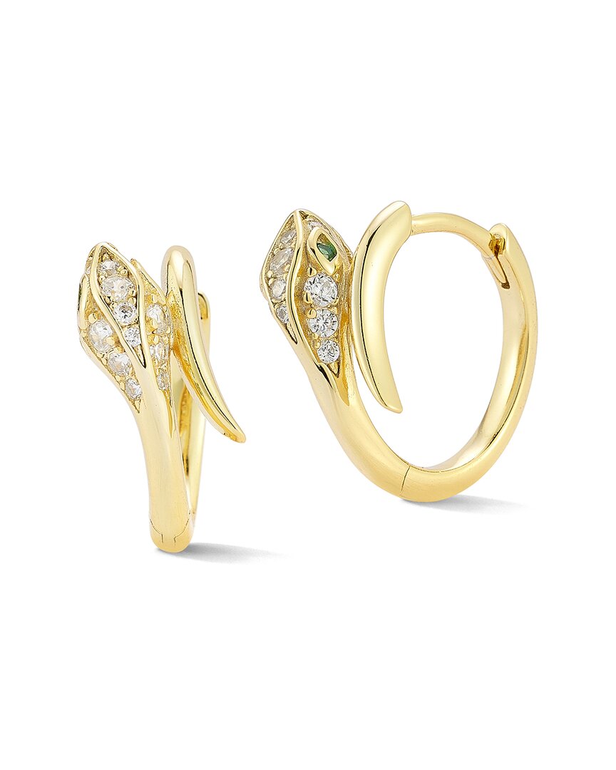 Sphera Milano 14k Over Silver Cz Bypass Snake Huggie Earrings