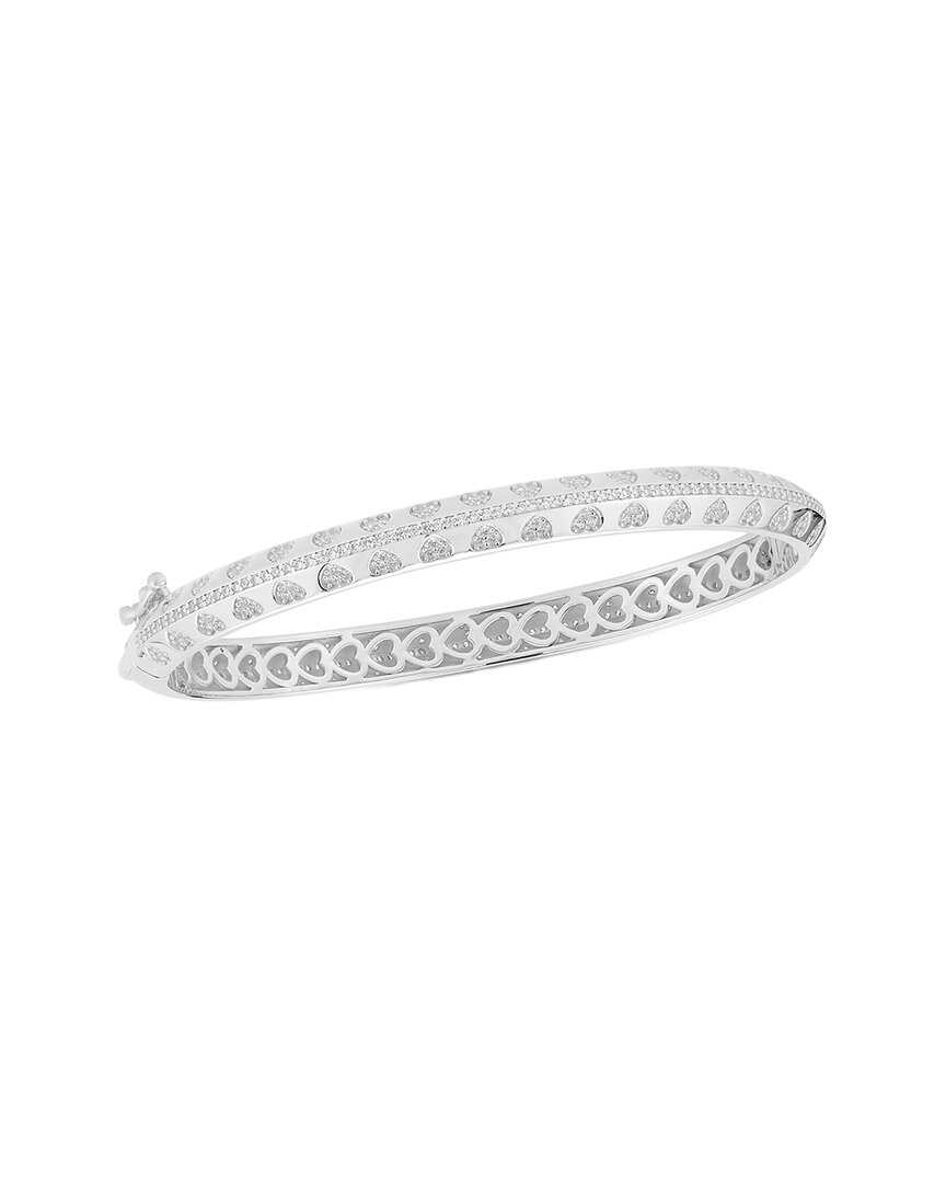 Sphera Milano Silver Cz Heart Bangle Bracelet