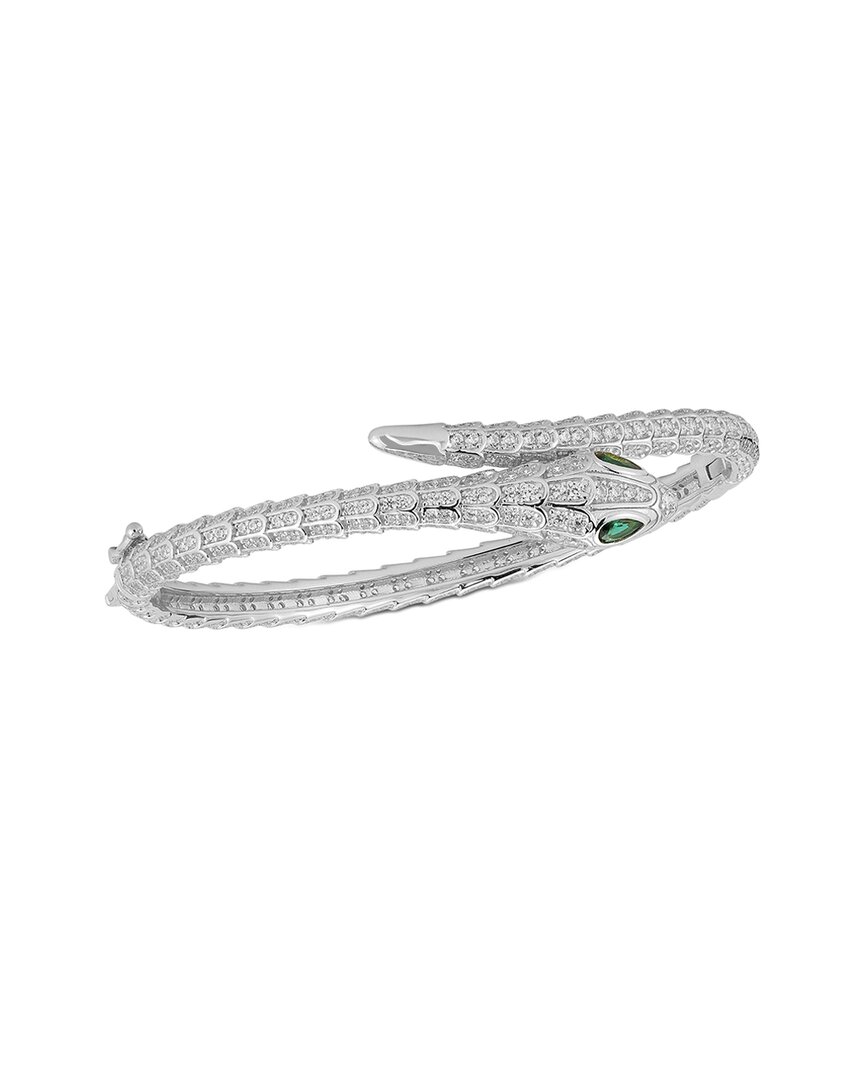 Sphera Milano Silver Cz Bypass Snake Bangle Bracelet