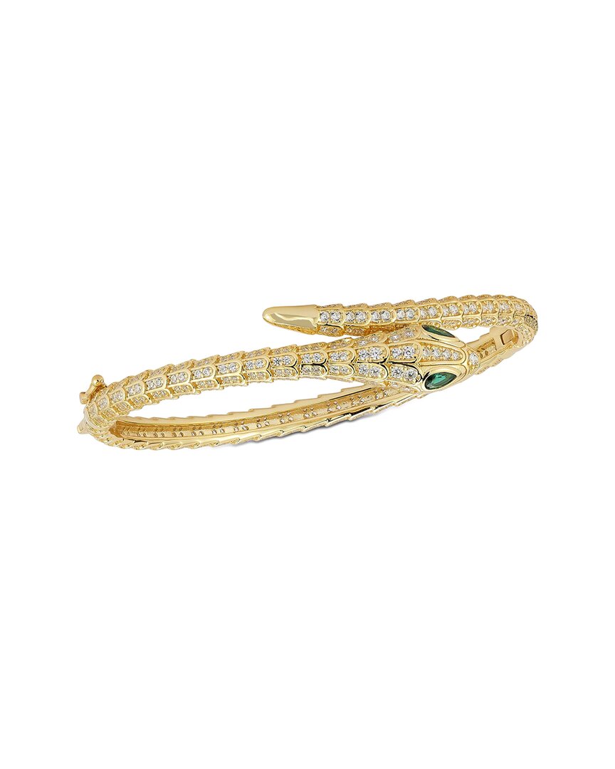 Sphera Milano 14k Over Silver Cz Bypass Snake Bangle Bracelet