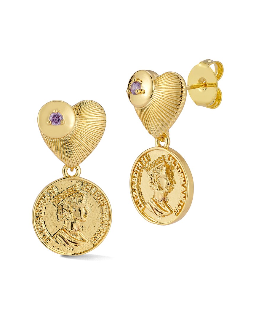 Sphera Milano 18k Plated Cz Heart Drop Earrings