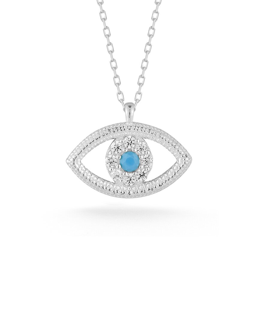 Sphera Milano Silver Cz Evil Eye Necklace In White