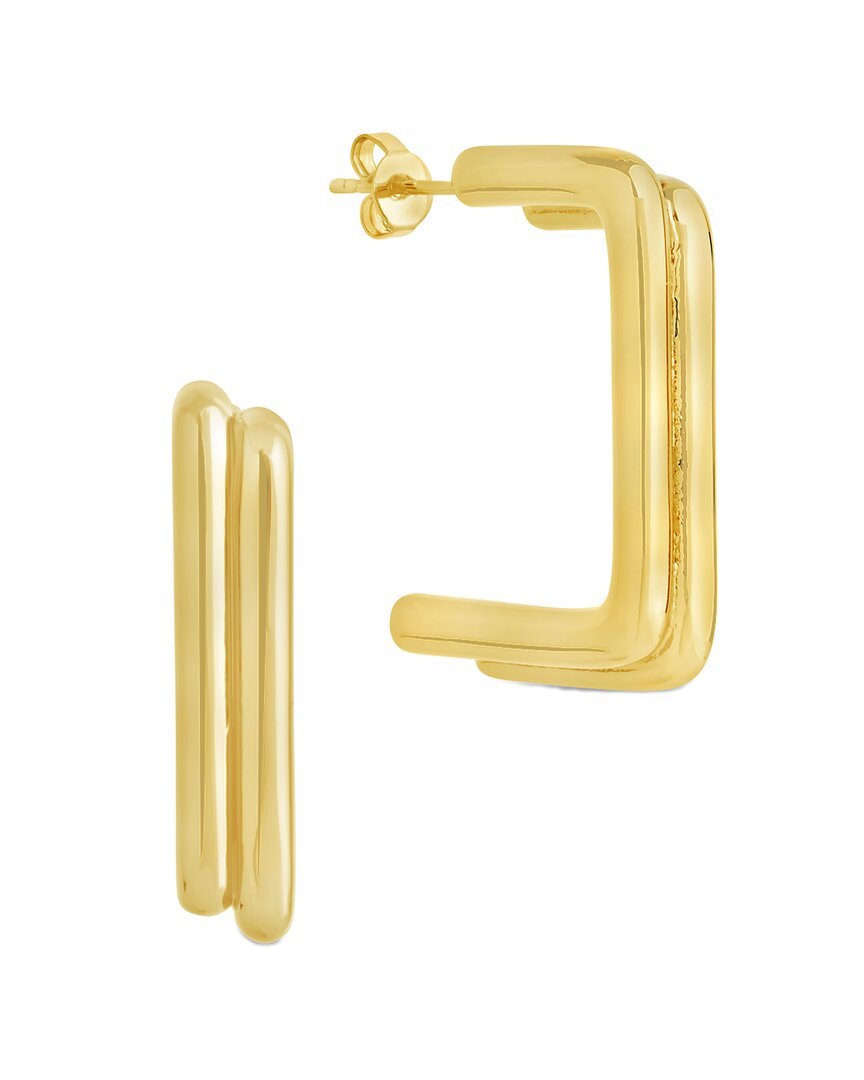 Sterling Forever 14k Plated Baguette Hoops