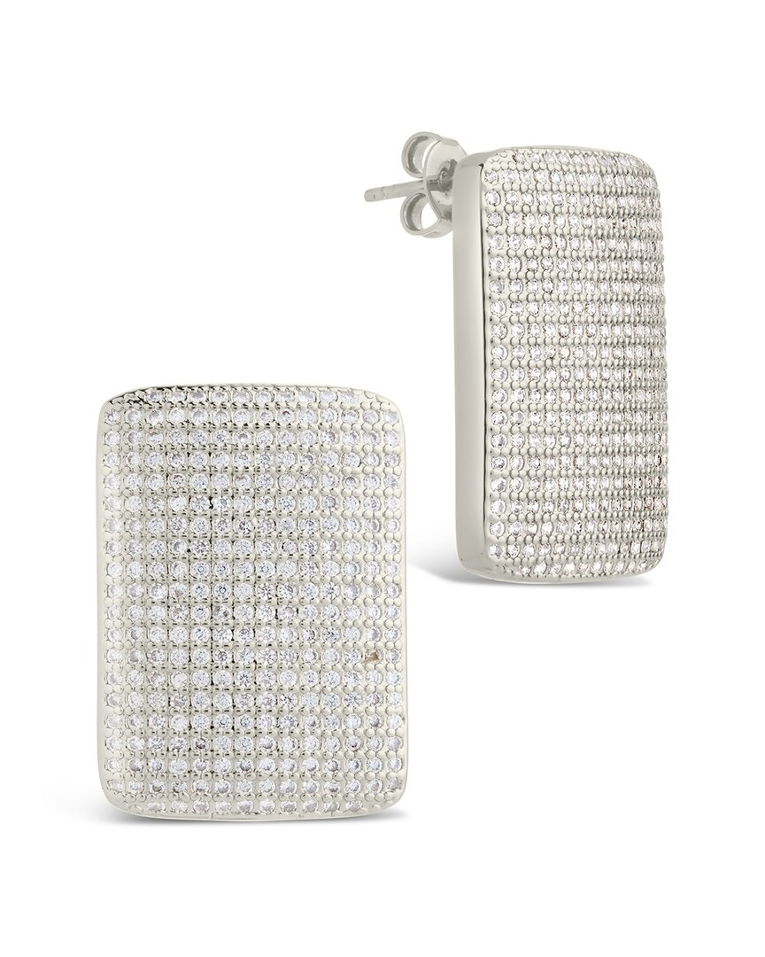 Sterling Forever Beignet Cubic Zirconia Stud Earrings In Metallic