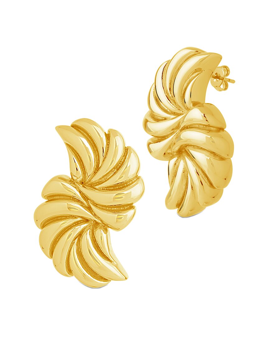 Sterling Forever 14k Plated Twisted Croissant Studs
