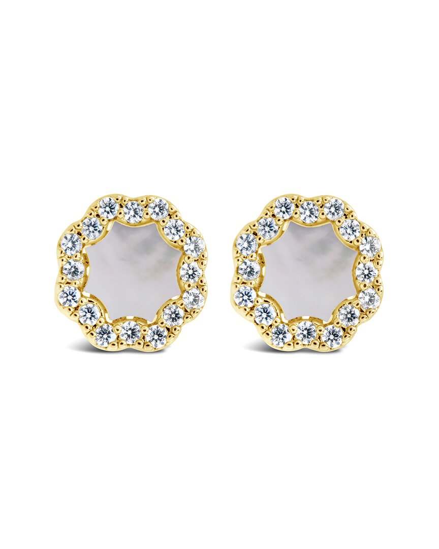 Sterling Forever Women's Mother Of Pearl & Cubic Zirconia Petal Stud Earrings