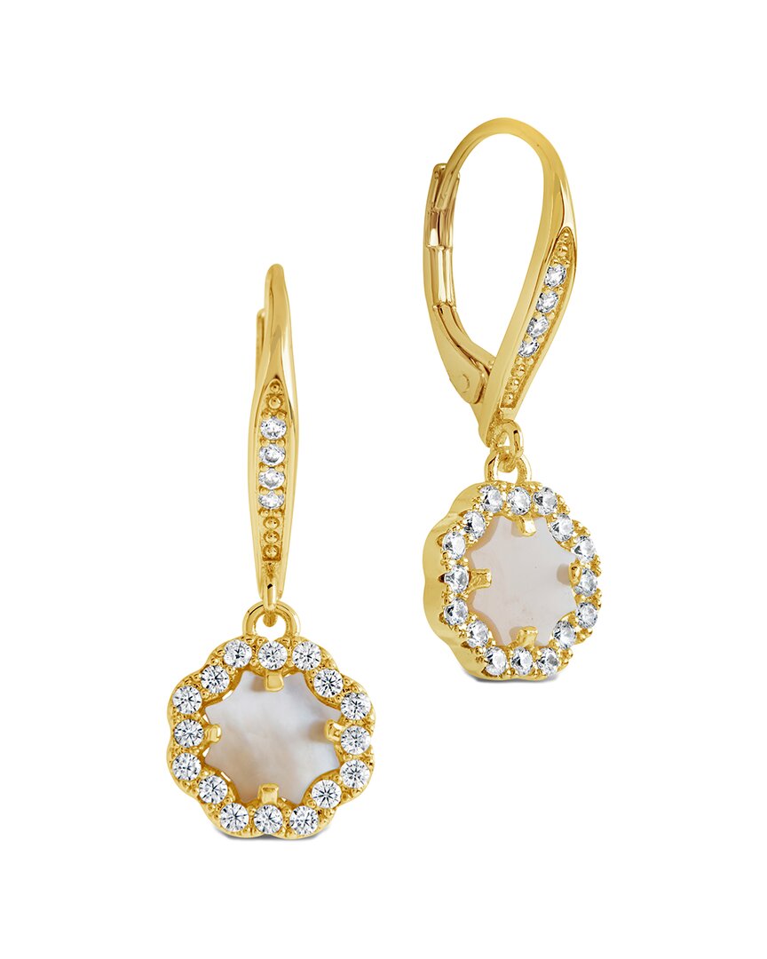 Sterling Forever 14k Plated Frame Rose Petal Short Drop Earrings