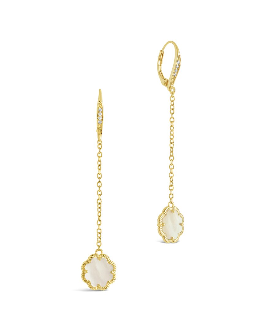 Sterling Forever 14k Plated Rose Petal Long Drop Earrings