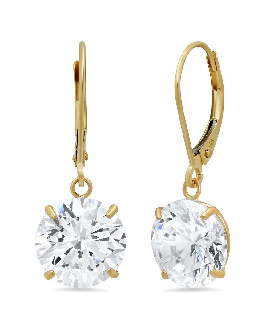 Maxcolor 8.00 Ct. T.w. Cz Drop Earrings In 14kt Yellow Gold
