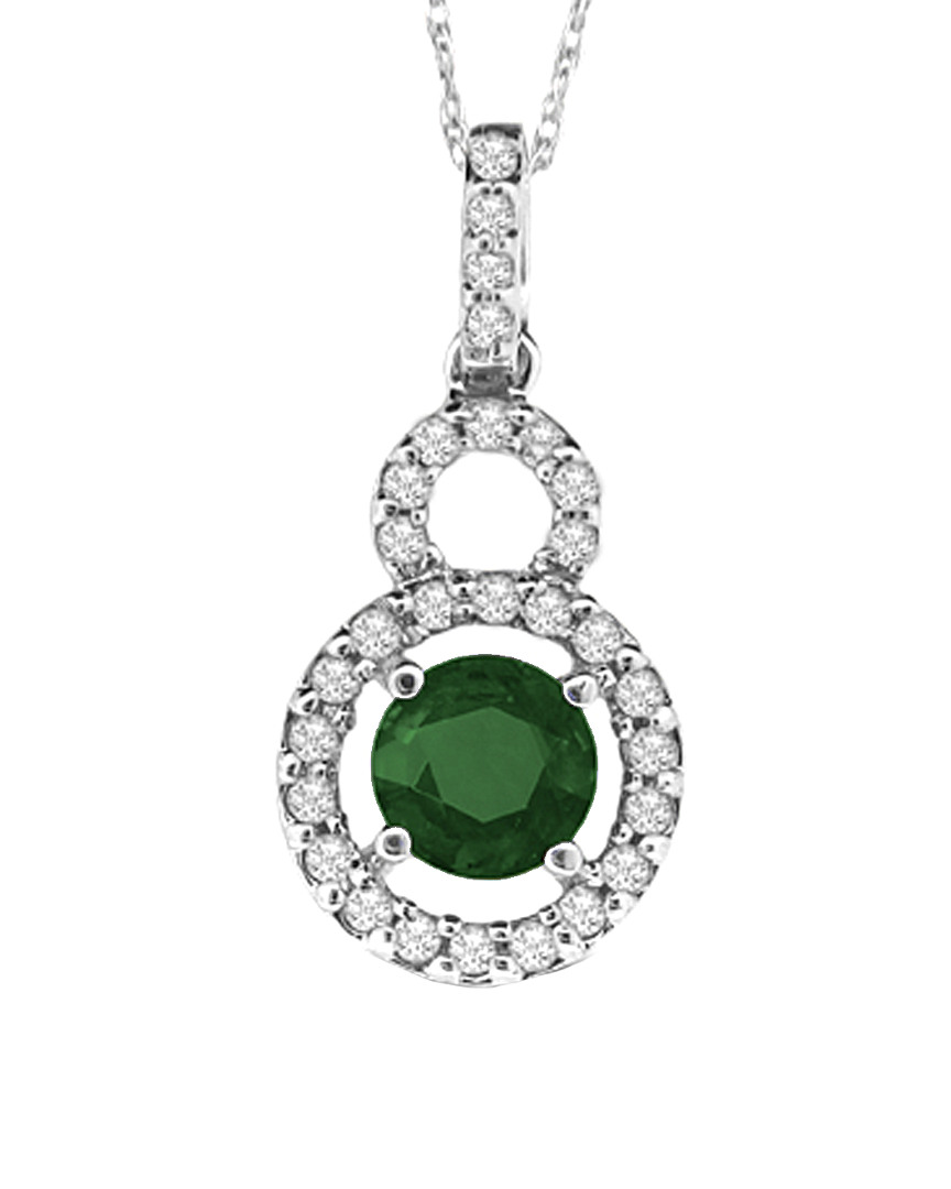 Suzy Levian 14k 0.65 Ct. Tw. Diamond & Emerald Pendant Necklace