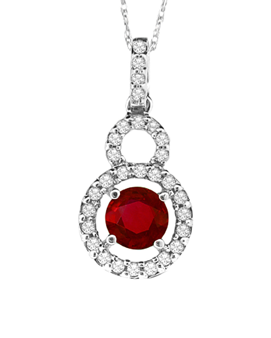 Suzy Levian 14k 0.80 Ct. Tw. Diamond & Ruby Pendant Necklace