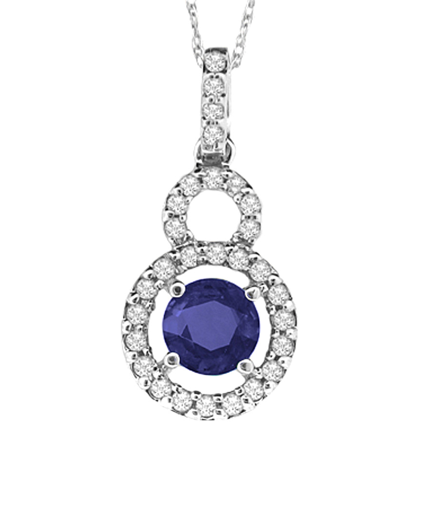 Suzy Levian 14k 0.80 Ct. Tw. Diamond & Sapphire Pendant Necklace