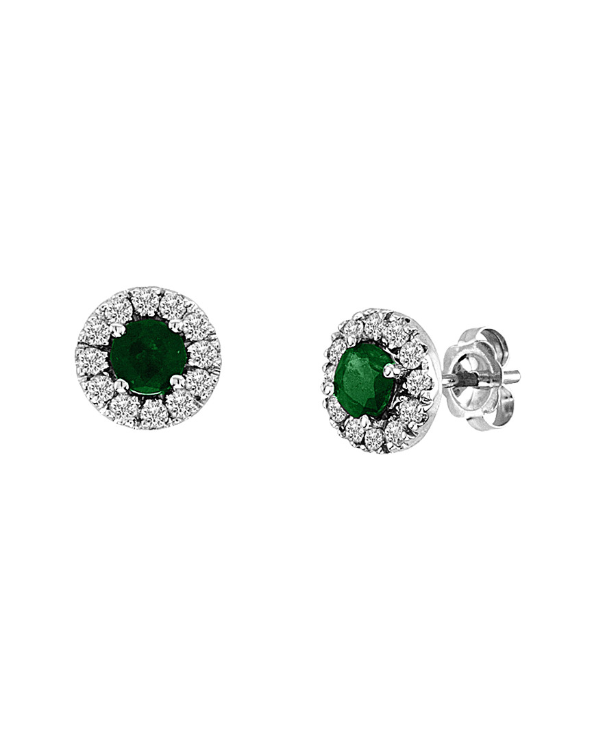 Suzy Levian 14k 0.83 Ct. Tw. Diamond & Emerald Earrings